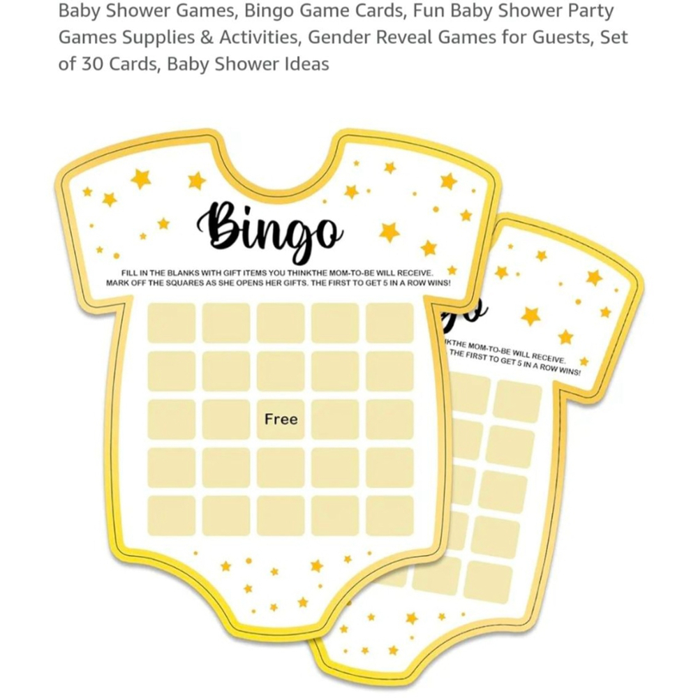 Baby Shower Bingo Cards,‎ Yellow Gold